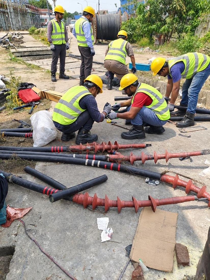 Cable termination kits being prepared